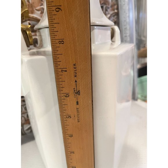 Mikasa Continental White  Hexagon Shaped Tea Pot Brass Handle Vintage - Picture 10 of 12